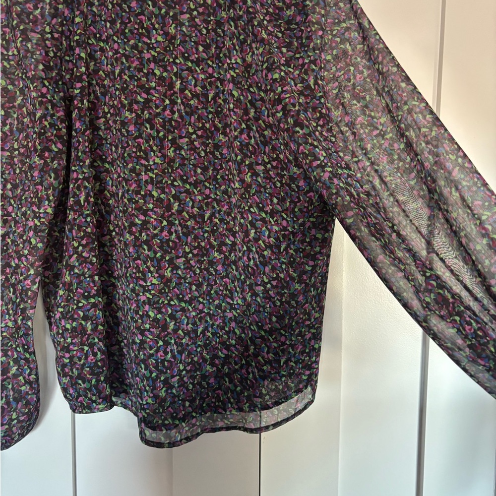 Aqua Multicolor Sheer Blouse - Picture 7 of 9